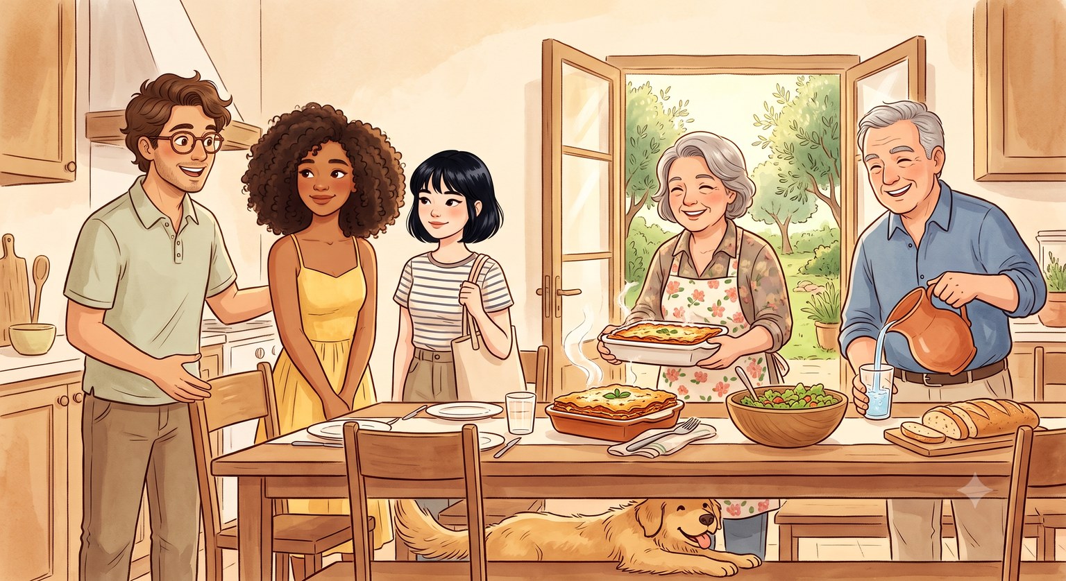 Tour pela casa no almoço de domingo